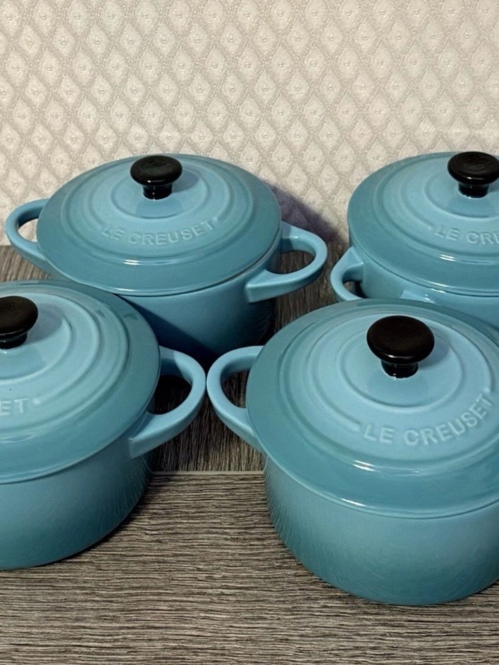 Lot of 4 Le Creuset Mini Rd Caribbean Julienne France Cocotte 4” 10cm oven dish - Picture 7 of 7